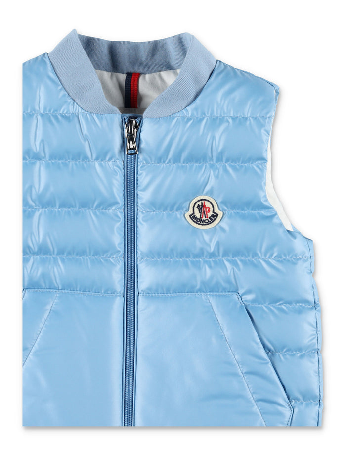 Moncler Rezzan Kids Down-Filled Gilet Light Blue Polyester Lining Down Jacket