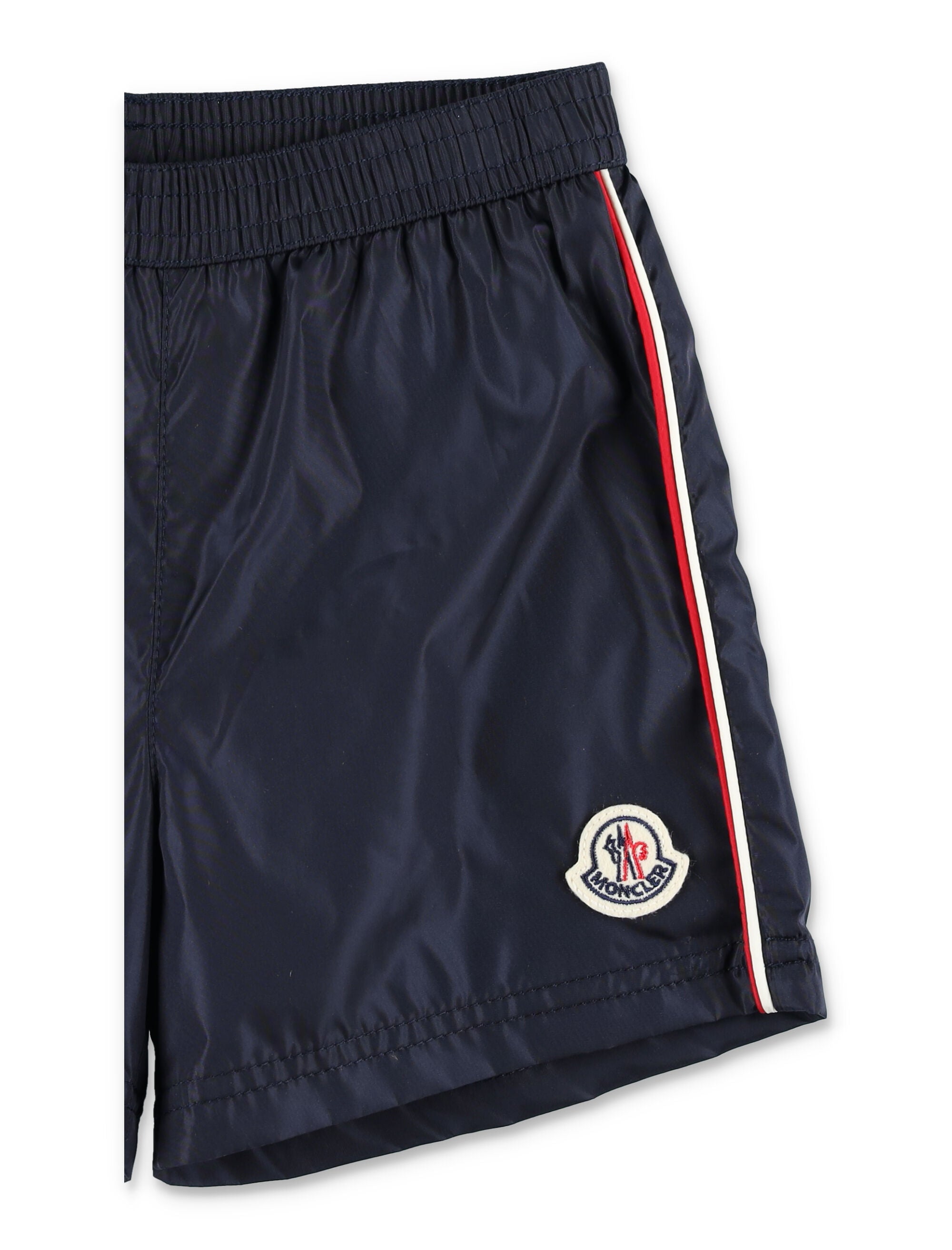 Moncler Tricolor-trim swim shorts for baby Navy Polyamide Lining Swimwear