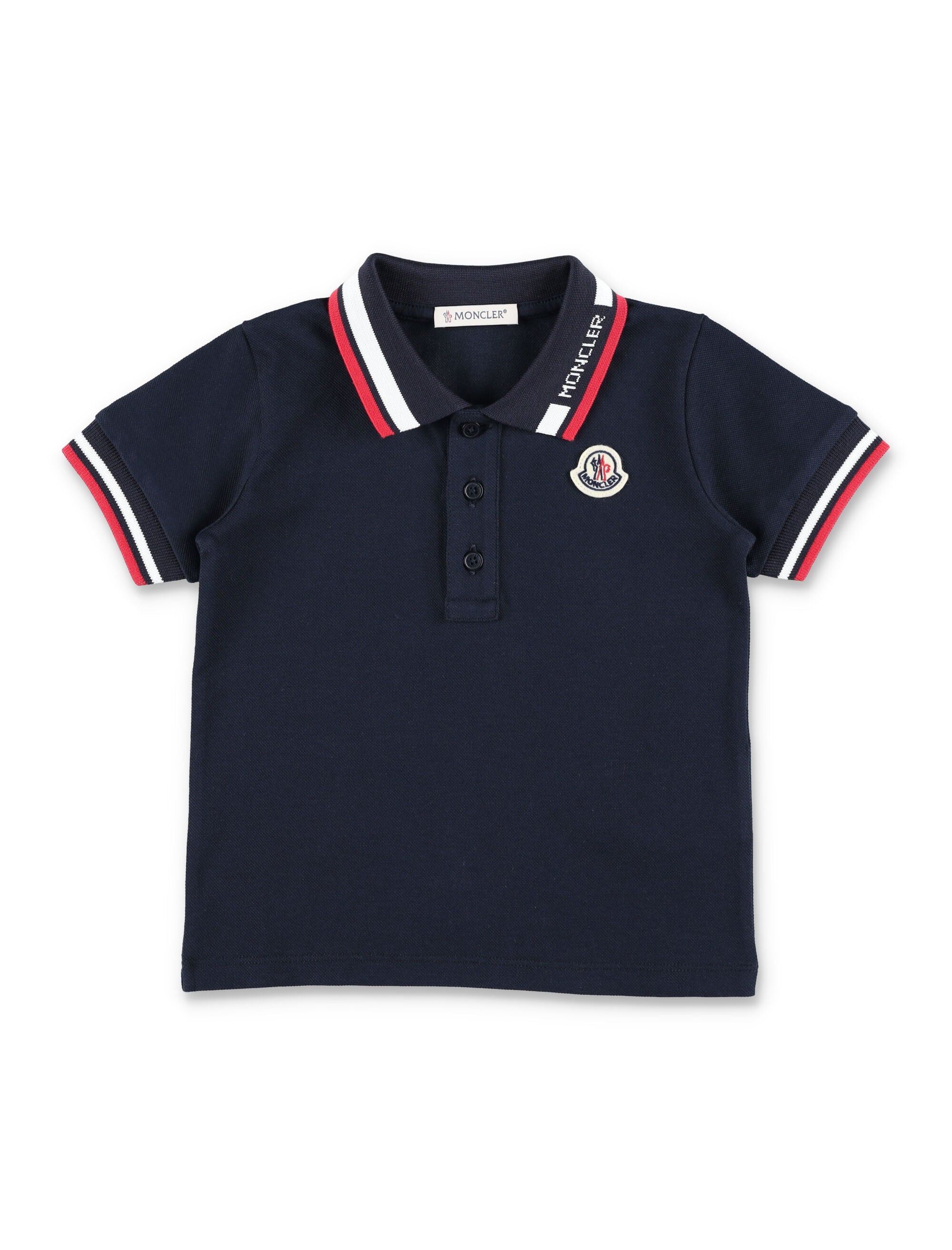 Moncler kids tricolour cotton piqué polo Navy T-shirt