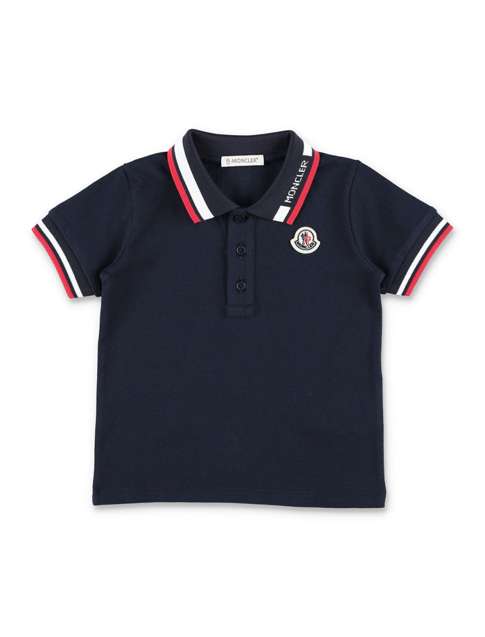 Moncler kids tricolour cotton piqué polo Navy T-shirt