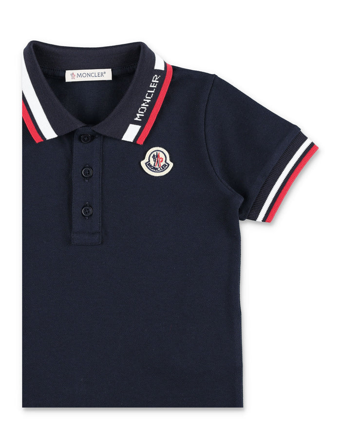 Moncler kids tricolour cotton piqué polo Navy T-shirt