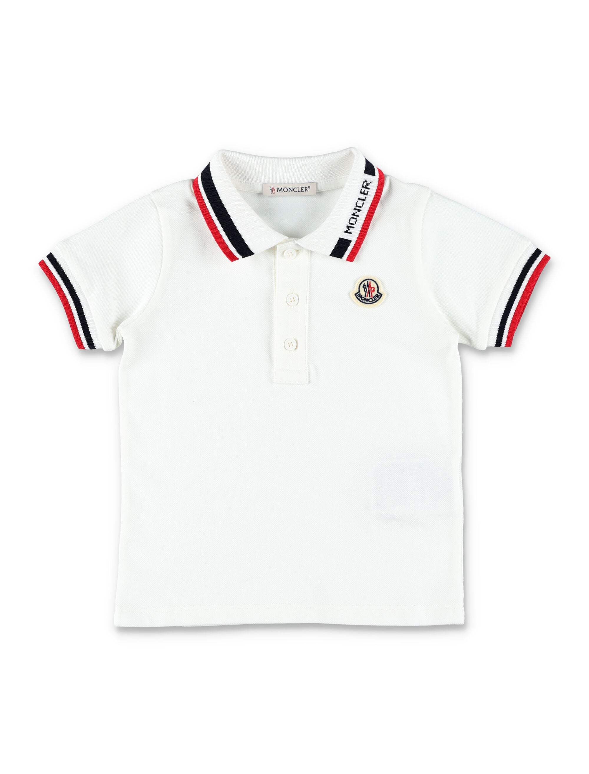 Moncler Tricolor piqué polo set for baby White Cotton
