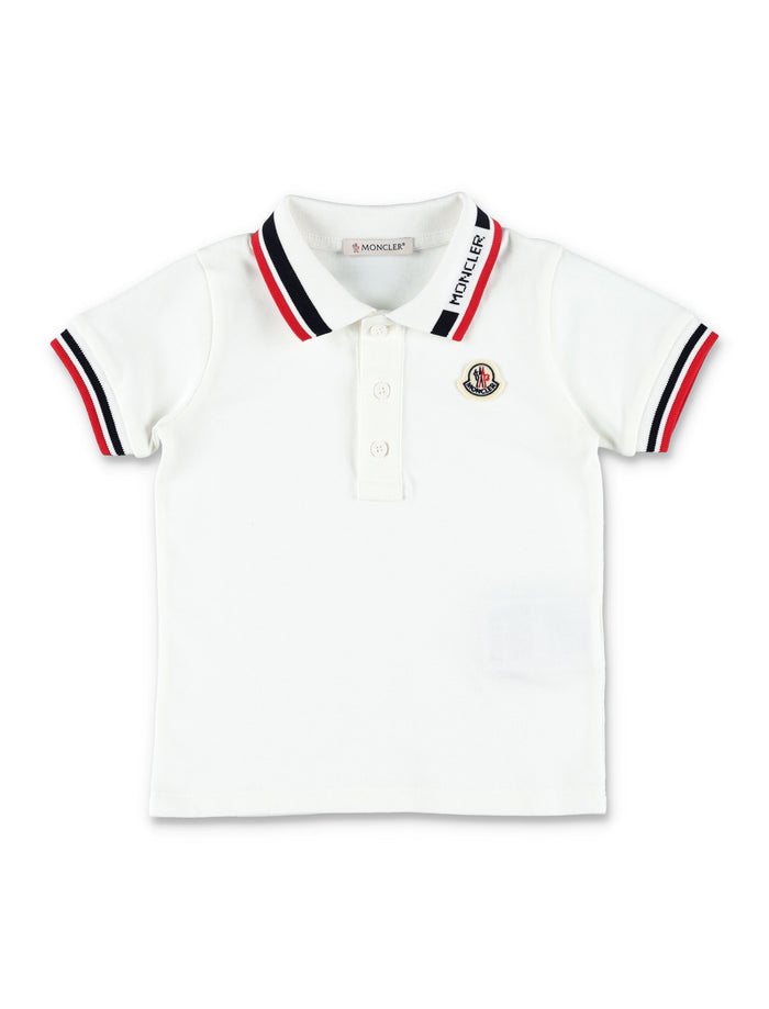 Moncler Tricolor piqué polo set for baby White Cotton