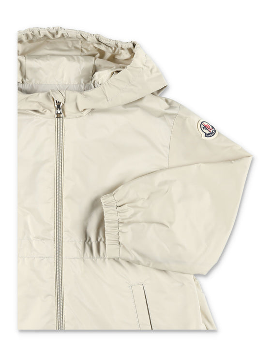 Moncler Wete Hooded Technical Jacket For Baby Beige Polyamide Lining