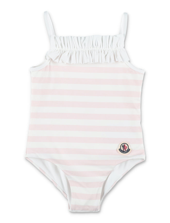 Moncler baby striped swimsuit White Pink Polyamide Swimwear