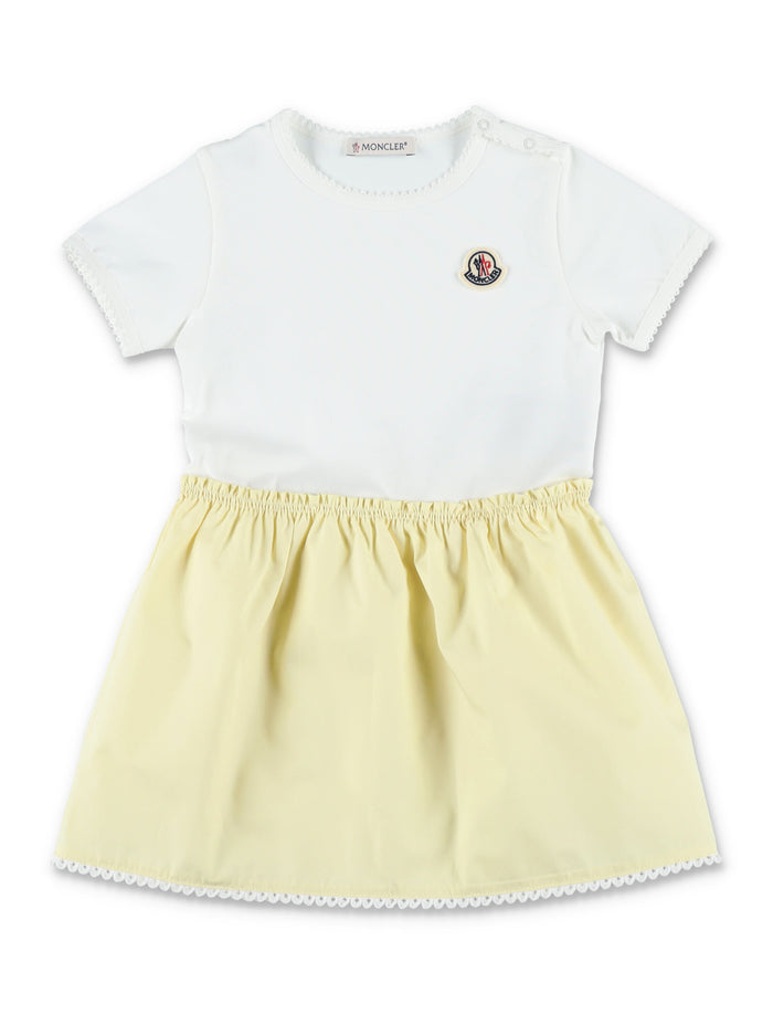 Moncler baby cotton blend pleated dress White Yellow
