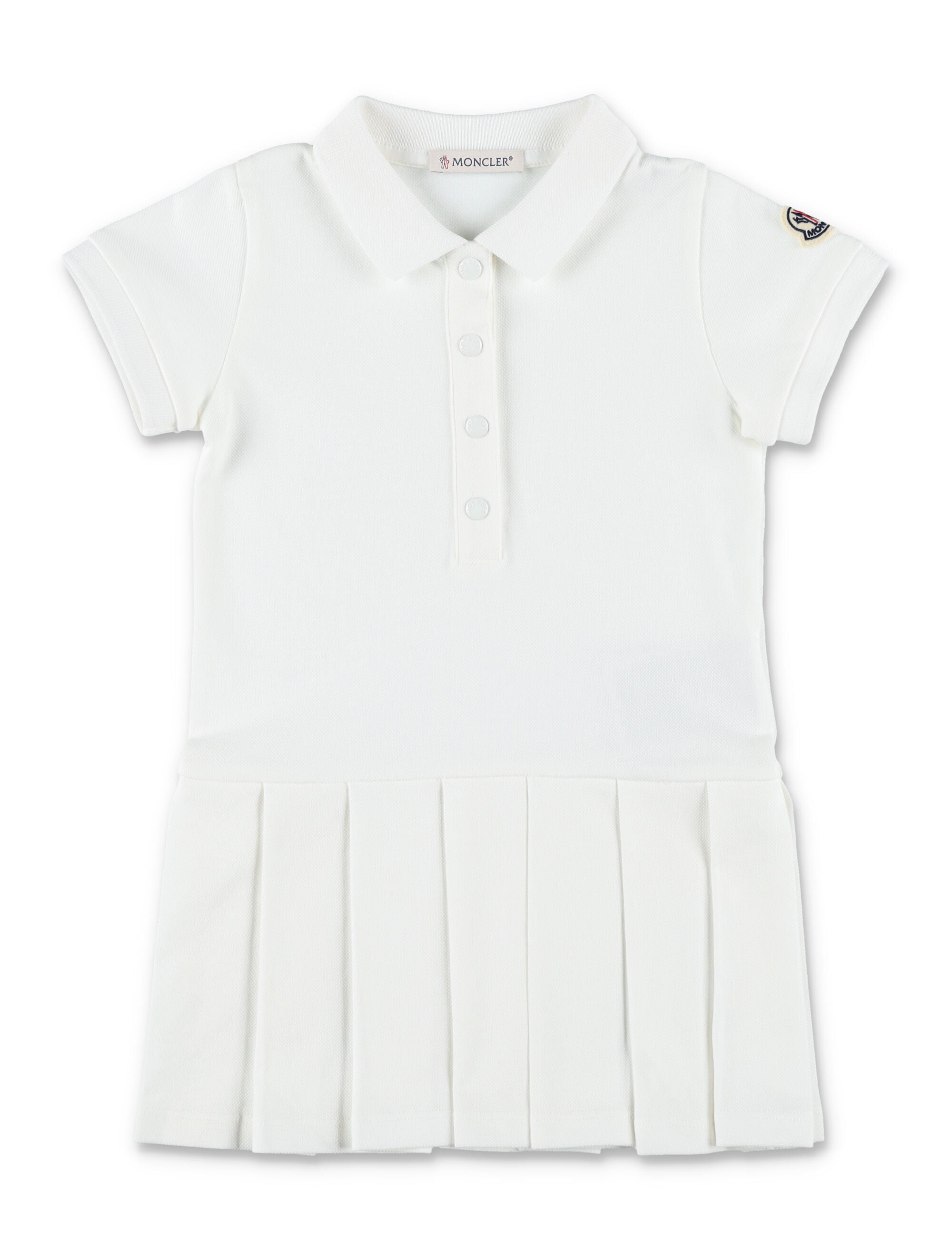 Moncler girls cotton piqué polo shirt dress White