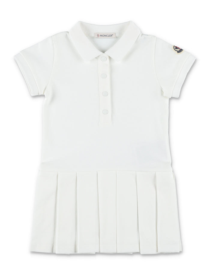 Moncler girls cotton piqué polo shirt dress White