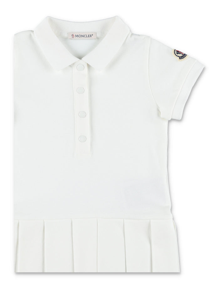 Moncler girls cotton piqué polo shirt dress White