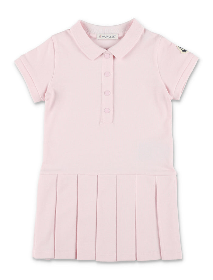 Moncler Girls Cotton Piqué Polo Shirt Dress Pink