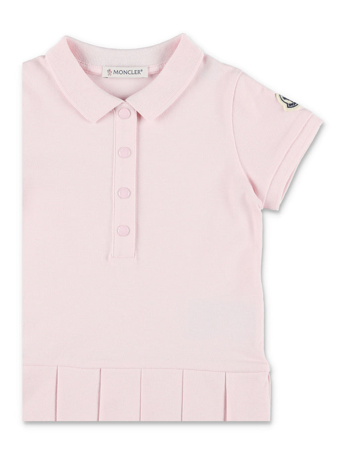 Moncler Girls Cotton Piqué Polo Shirt Dress Pink