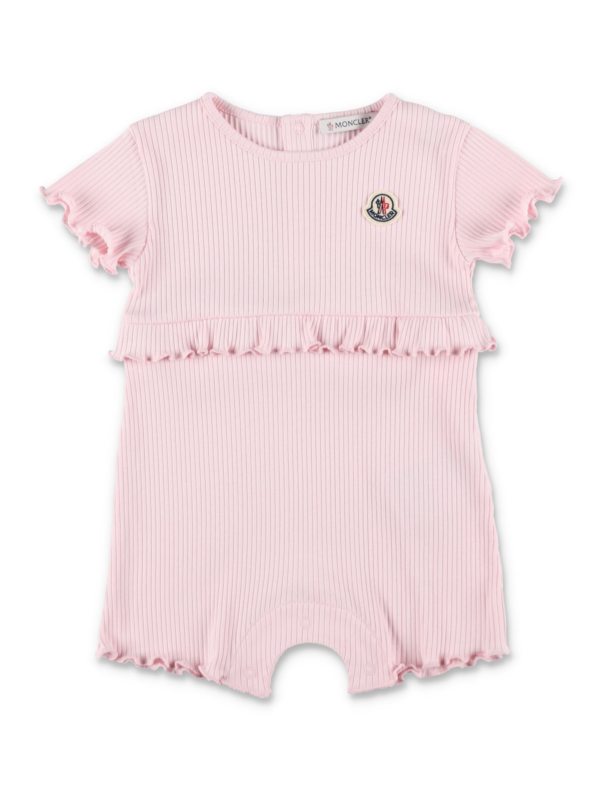Moncler baby cotton ruffled romper Pink Jumpsuit