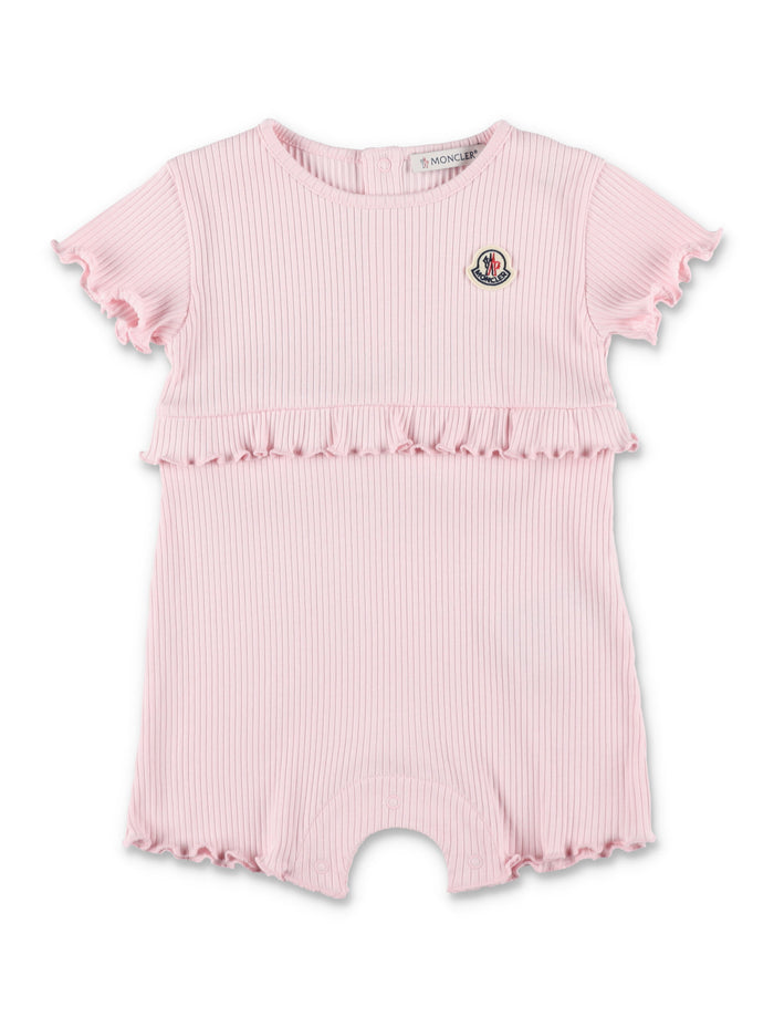 Moncler baby cotton ruffled romper Pink Jumpsuit