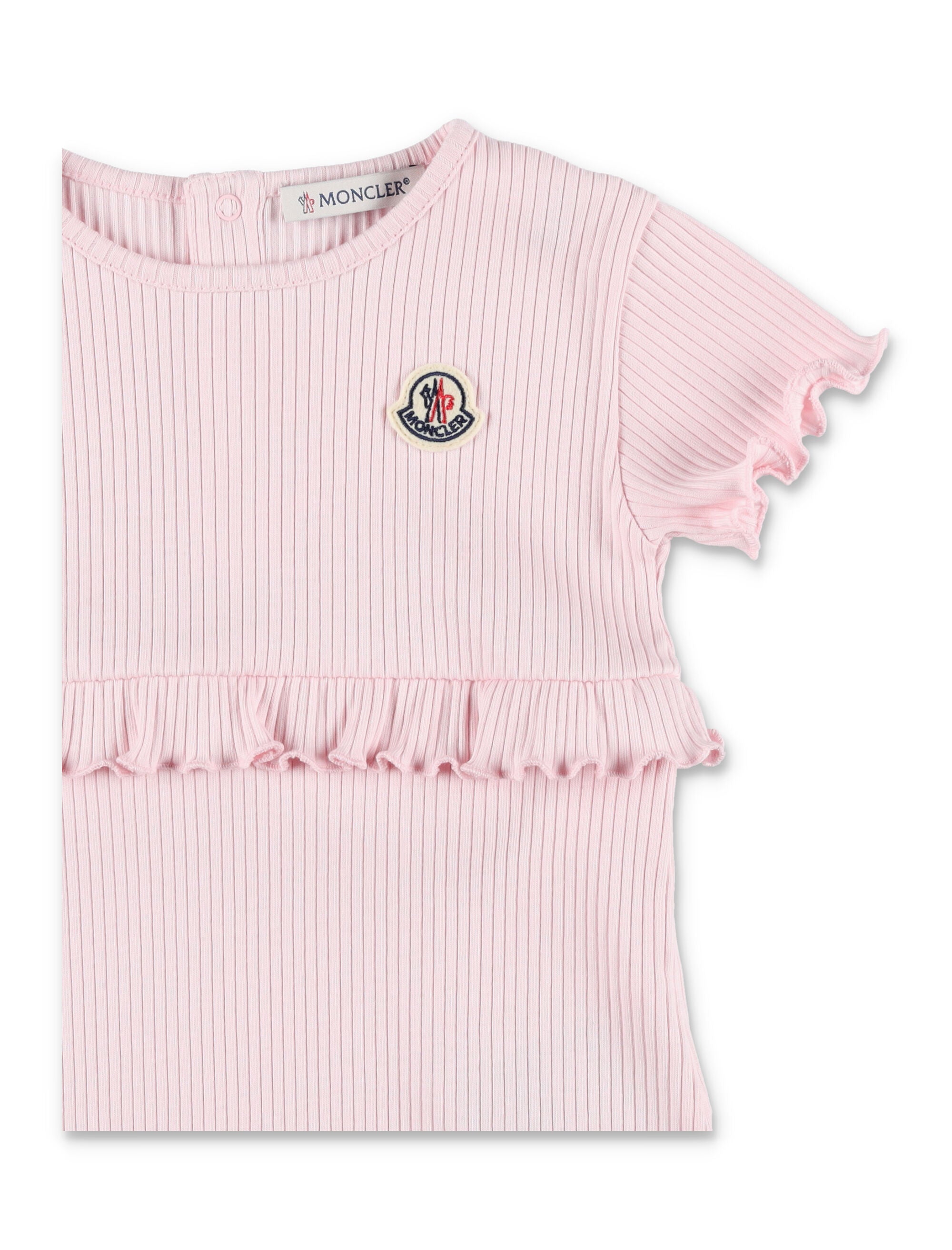 Moncler baby cotton ruffled romper Pink Jumpsuit