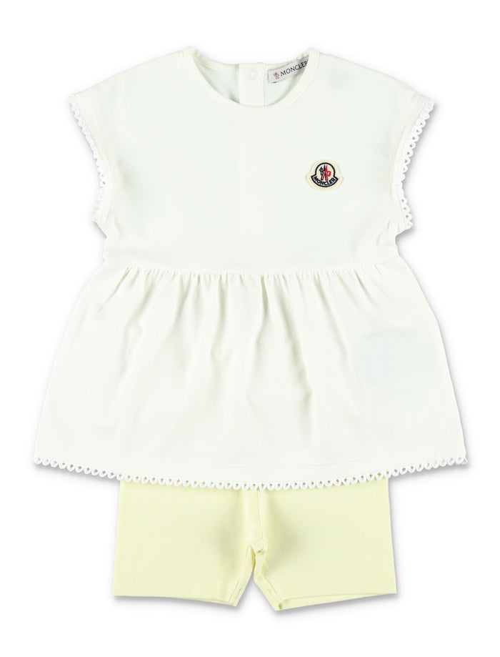 Moncler Dress And Leggings Set For Baby Yellow Cotton