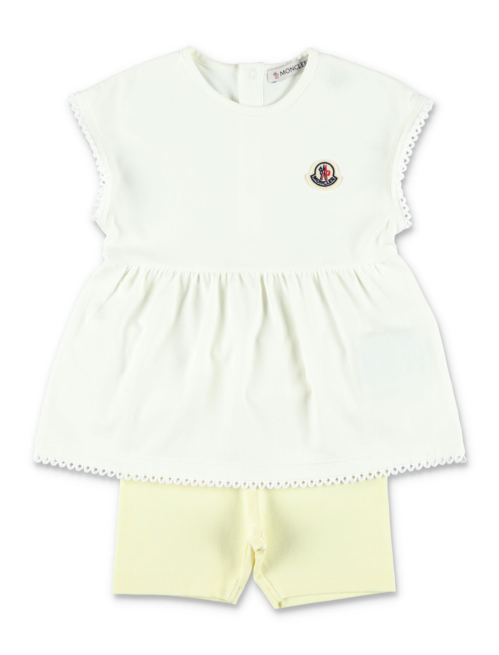 Moncler Dress And Leggings Set For Baby Yellow Cotton