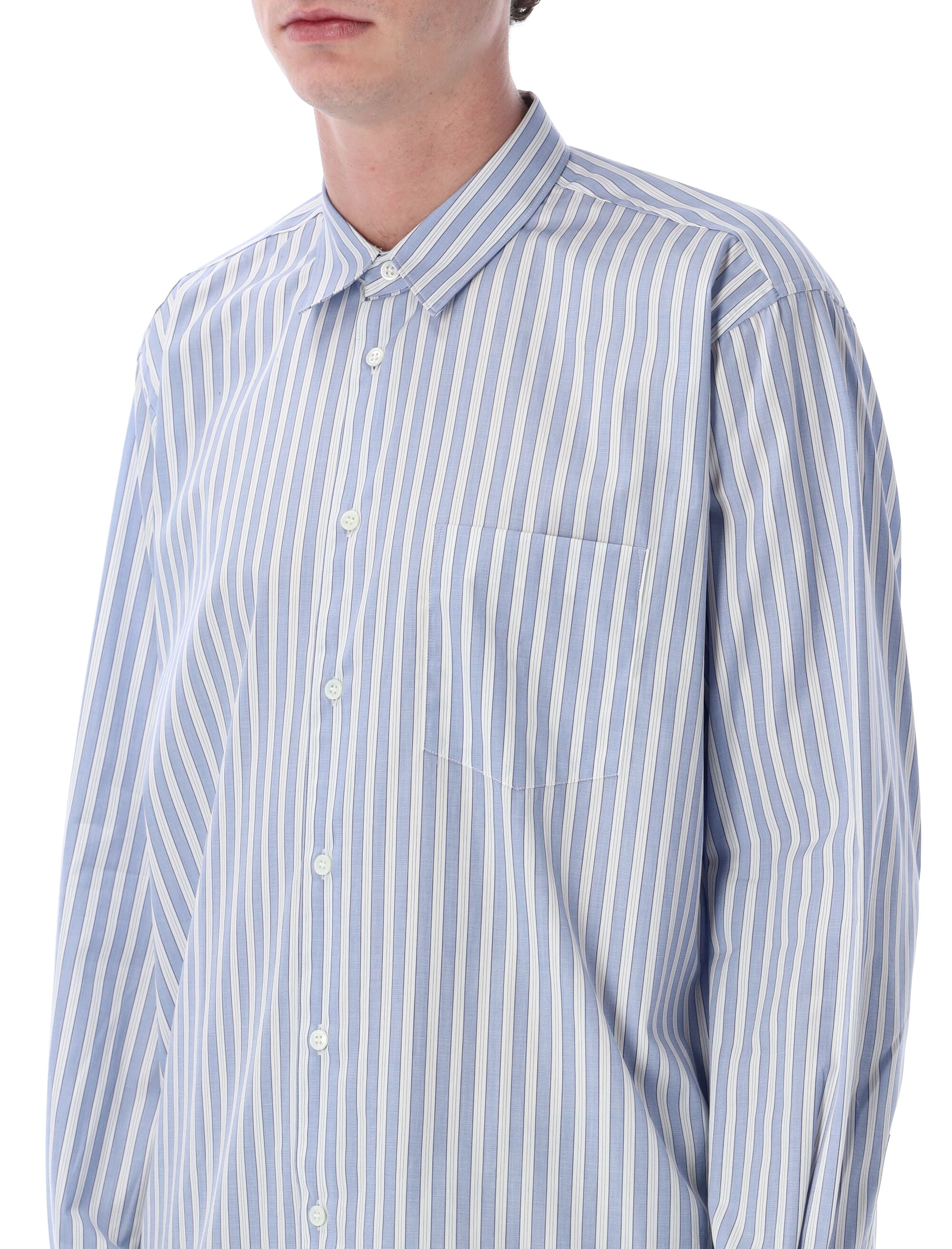 Comme Des Garçons Shirt striped cotton Blu White Stripes