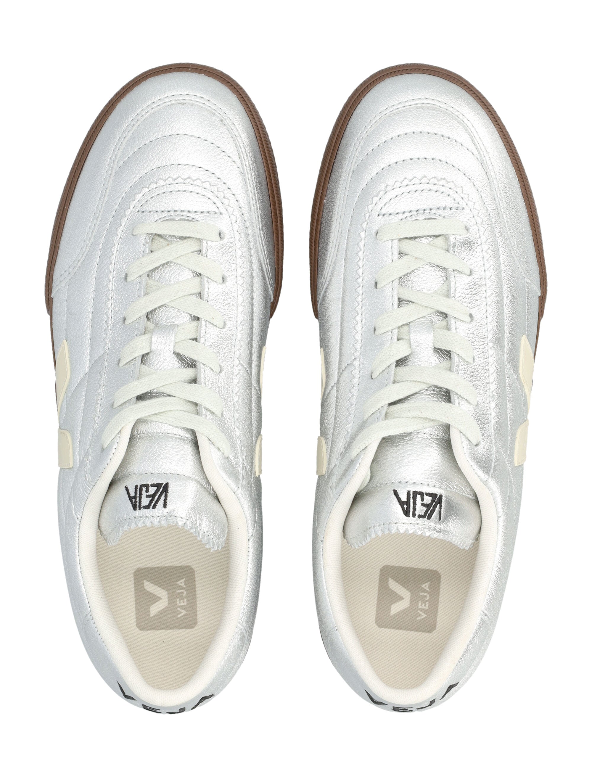 Veja Panenka Leather Silver And White Sneakers Pierre Bark Upper