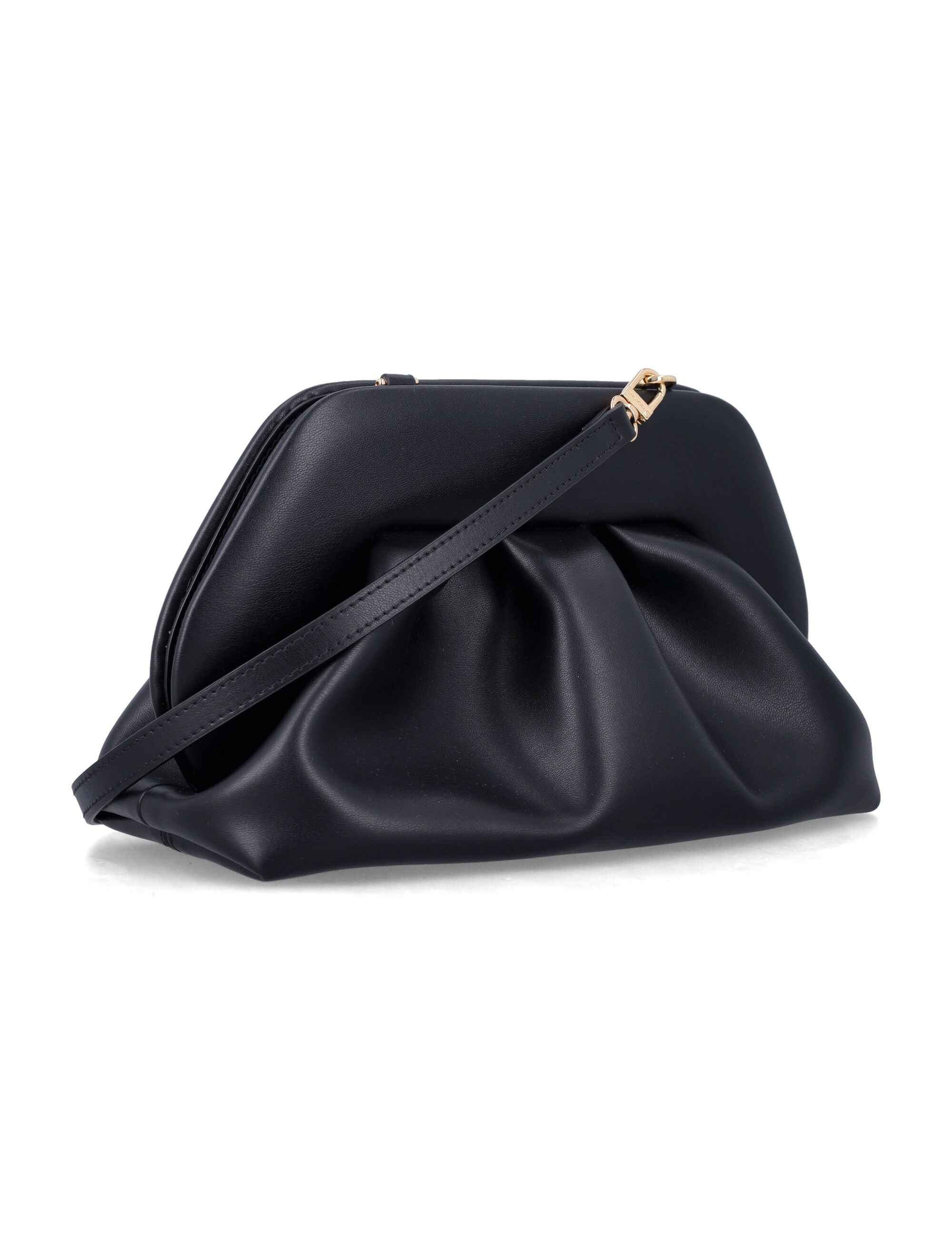 Themoirè Bios medium clutch Black Polyurethane