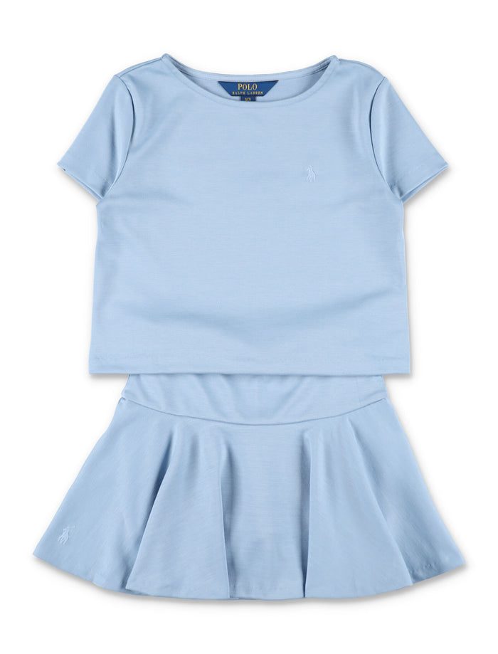 Polo Ralph Lauren t-shirt and skirt girls set Light Blue Polyester