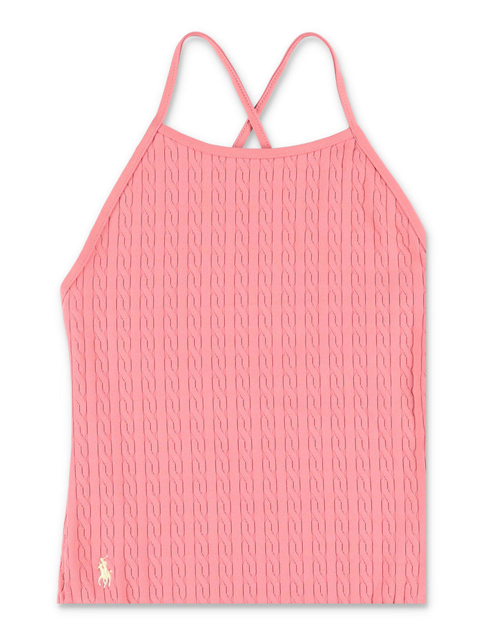 Polo Ralph Lauren girls mini-cable swimsuit Desrt Rose Nylon Swimwear