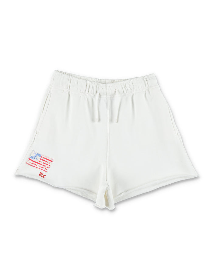 Polo Ralph Lauren raw-hem flag girls shorts White Cotton