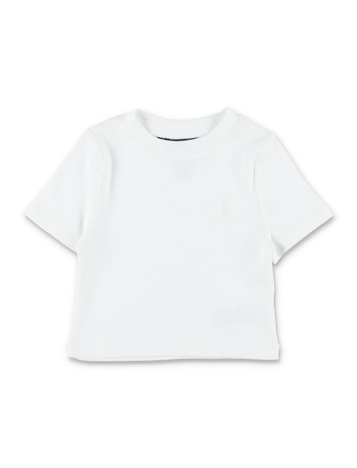 Polo Ralph Lauren girls ribbed crop T-shirt White Cotton