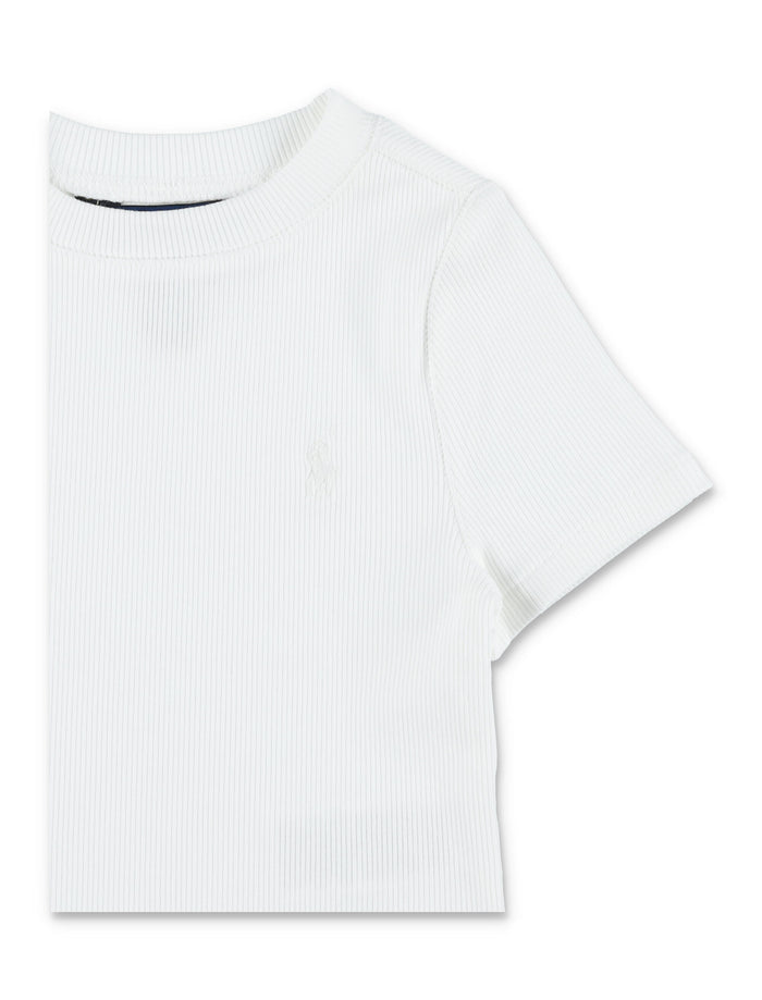 Polo Ralph Lauren girls ribbed crop T-shirt White Cotton