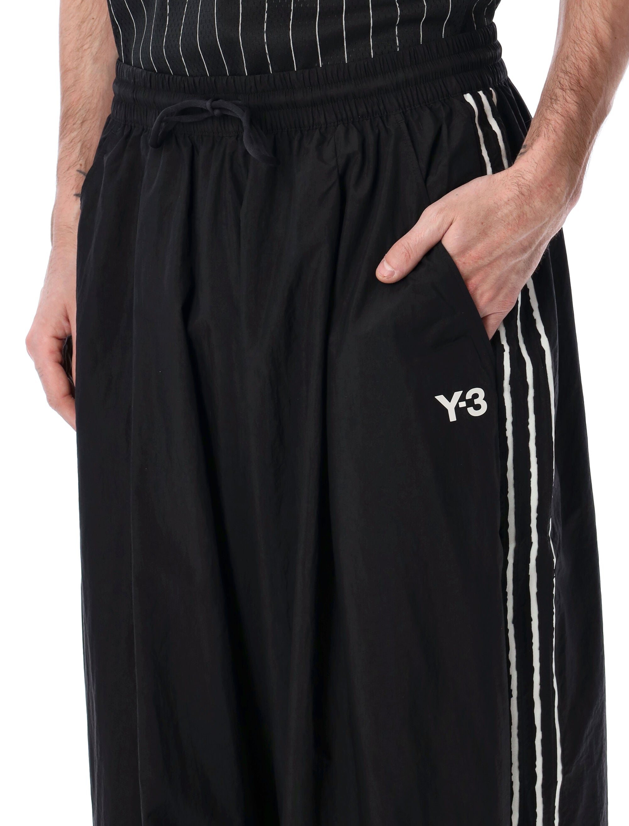 Y-3 3 Stripes wide pants Black Polyamide