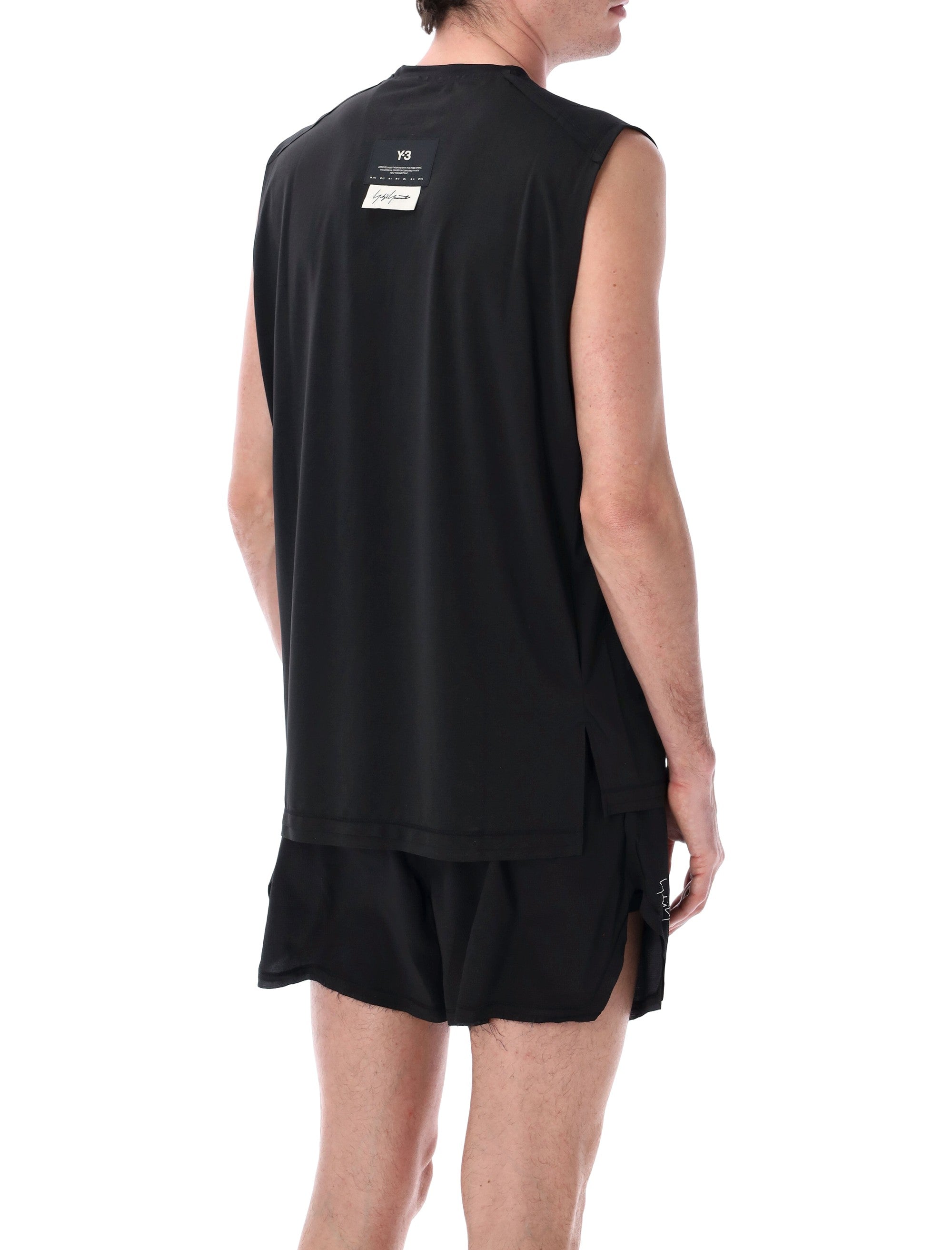 Y-3 mesh running tank Black Recycled Polyester Top