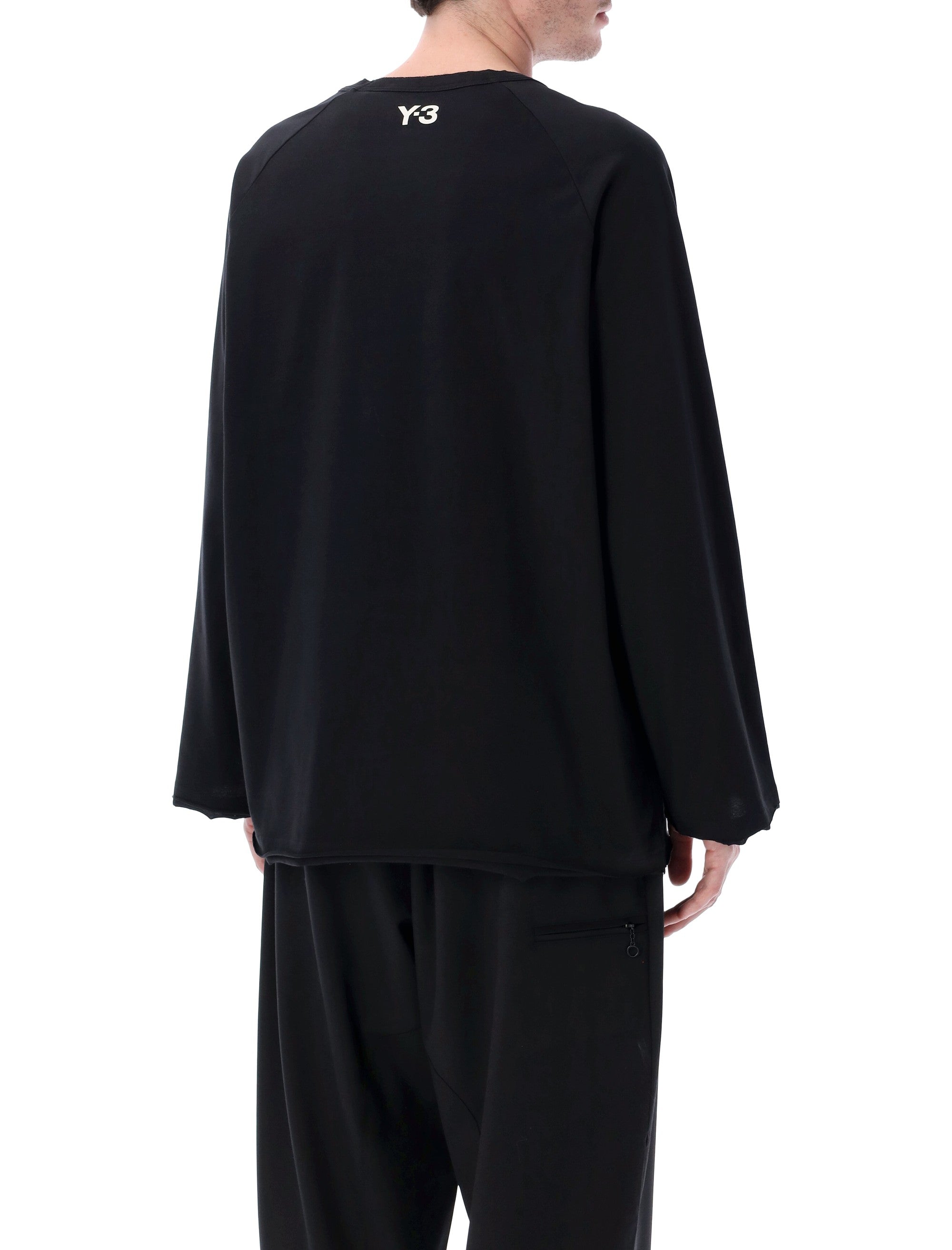 Y-3 raw edge long sleeve black t-shirt Cotton Tshirt