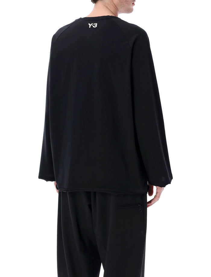 Y-3 raw edge long sleeve black t-shirt Cotton Tshirt