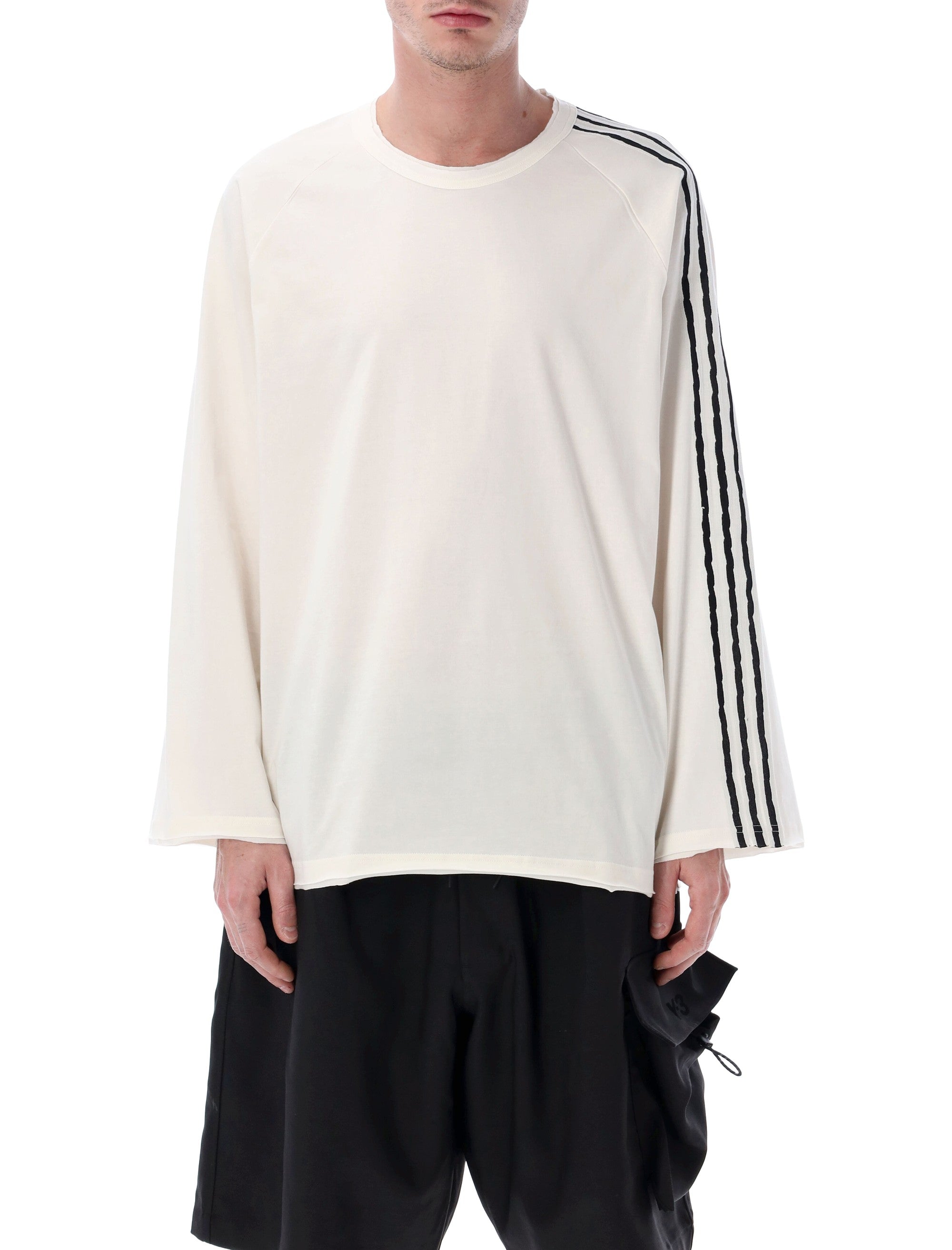 Y-3 raw edge long sleeve white t-shirt Cotton Tshirt