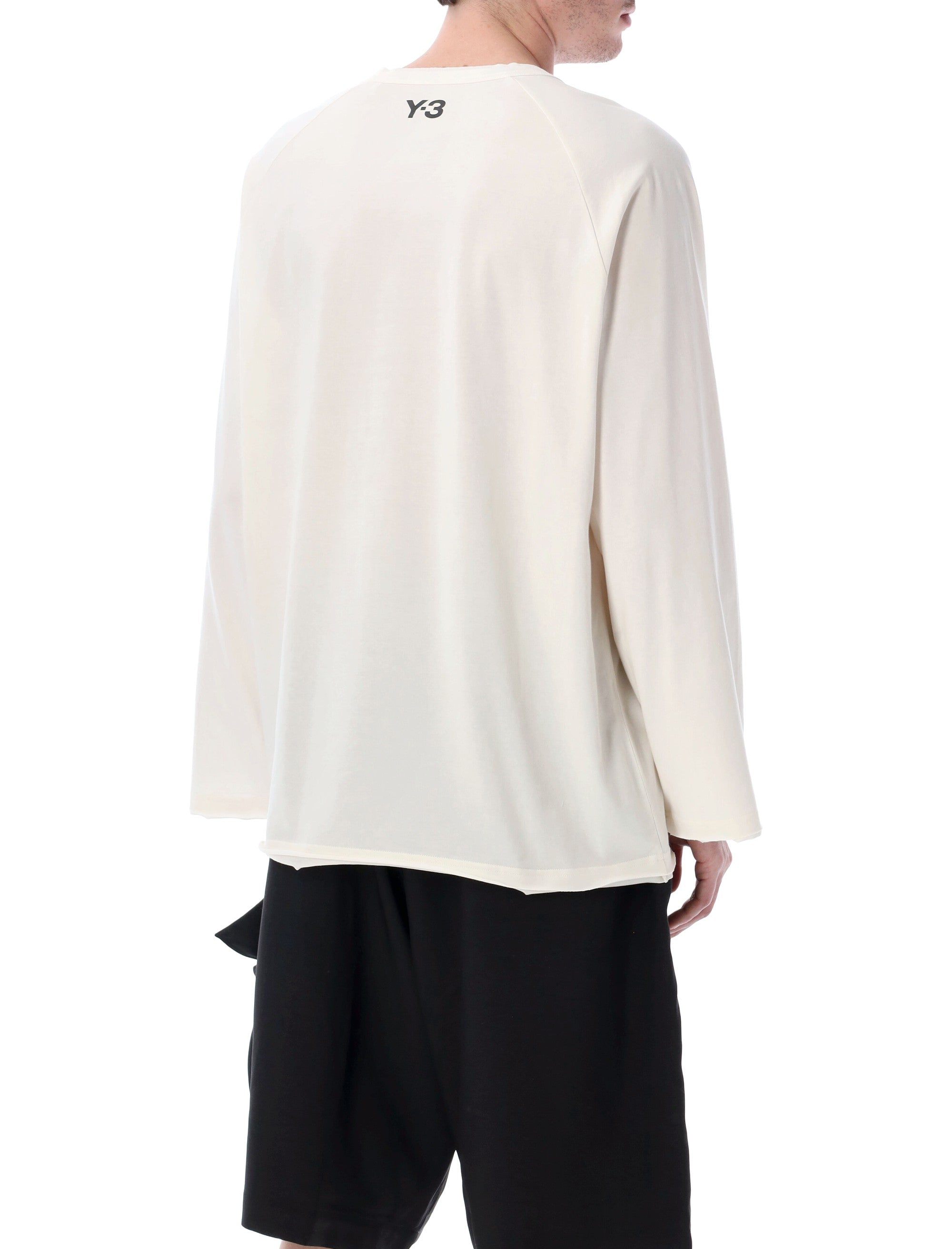Y-3 raw edge long sleeve white t-shirt Cotton Tshirt