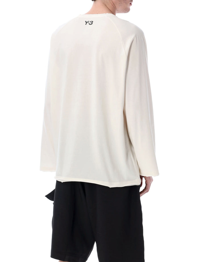 Y-3 raw edge long sleeve white t-shirt Cotton Tshirt