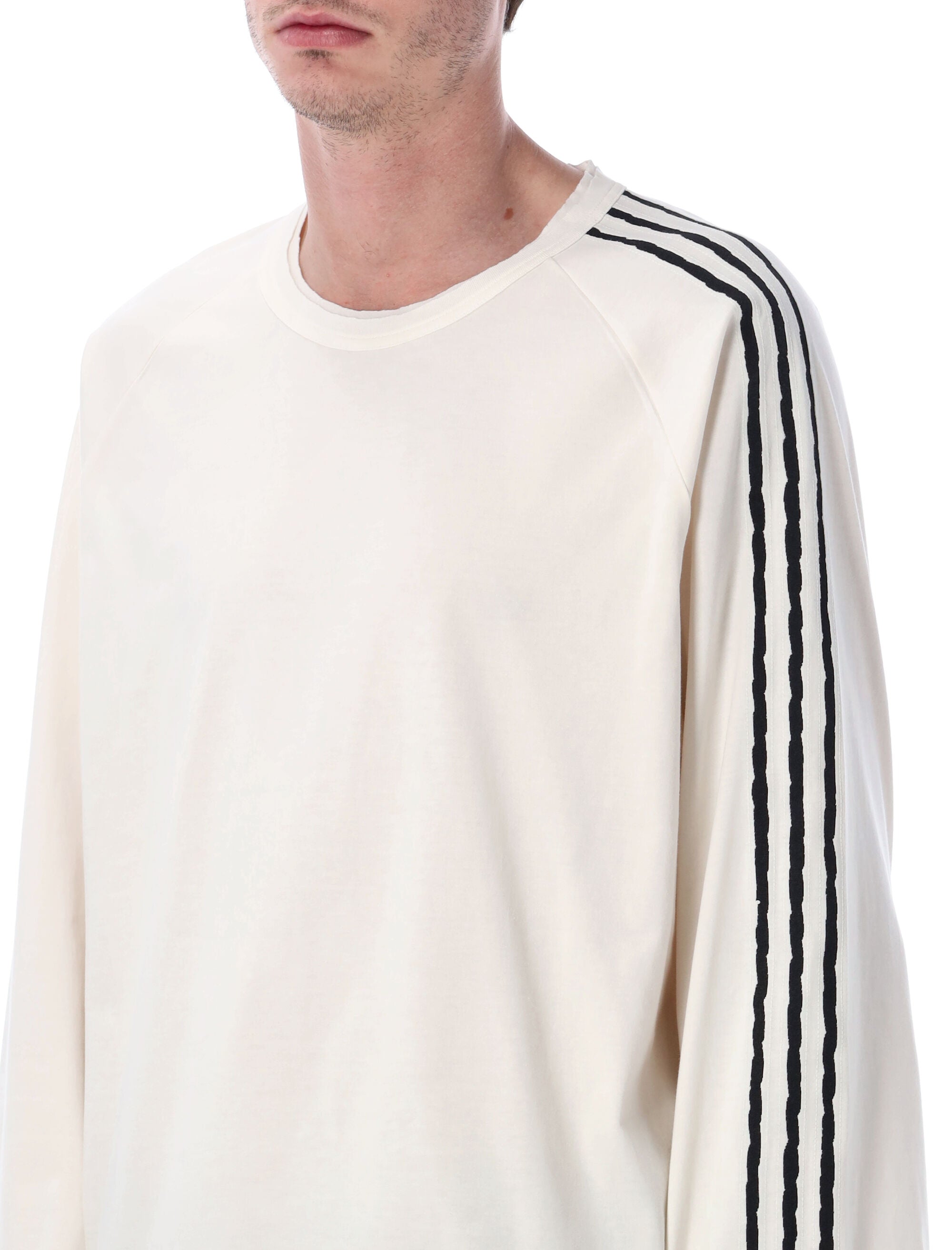 Y-3 raw edge long sleeve white t-shirt Cotton Tshirt