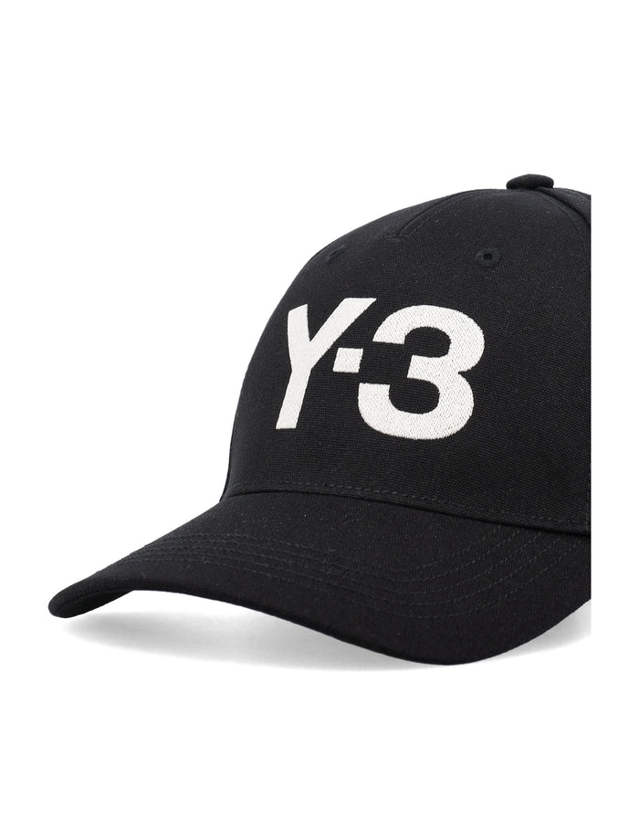 Y-3 black cotton logo cap Hat