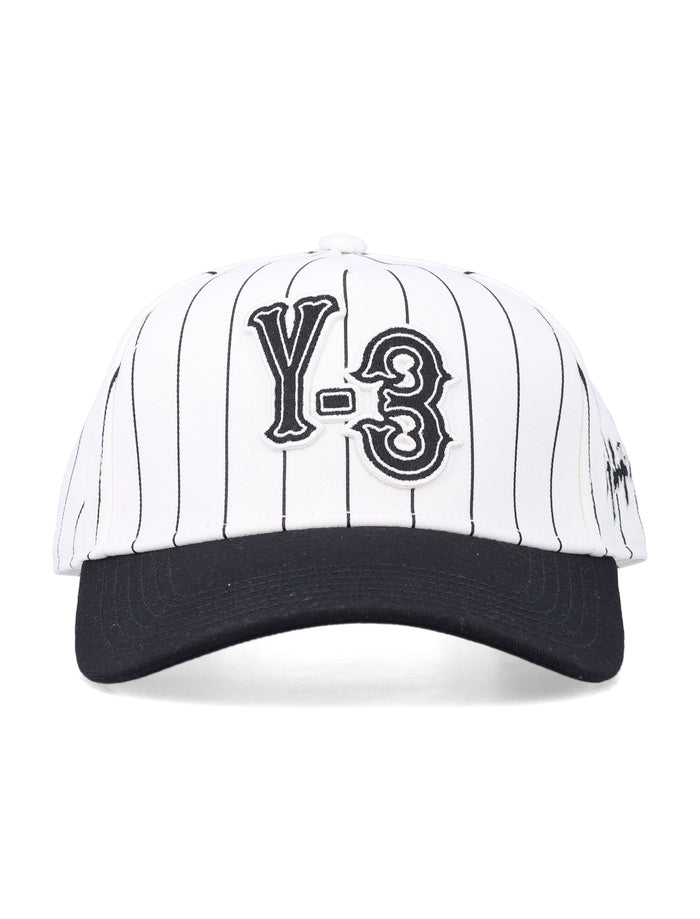 Y-3 white pinstripe twill cap Recycled Polyester Hat