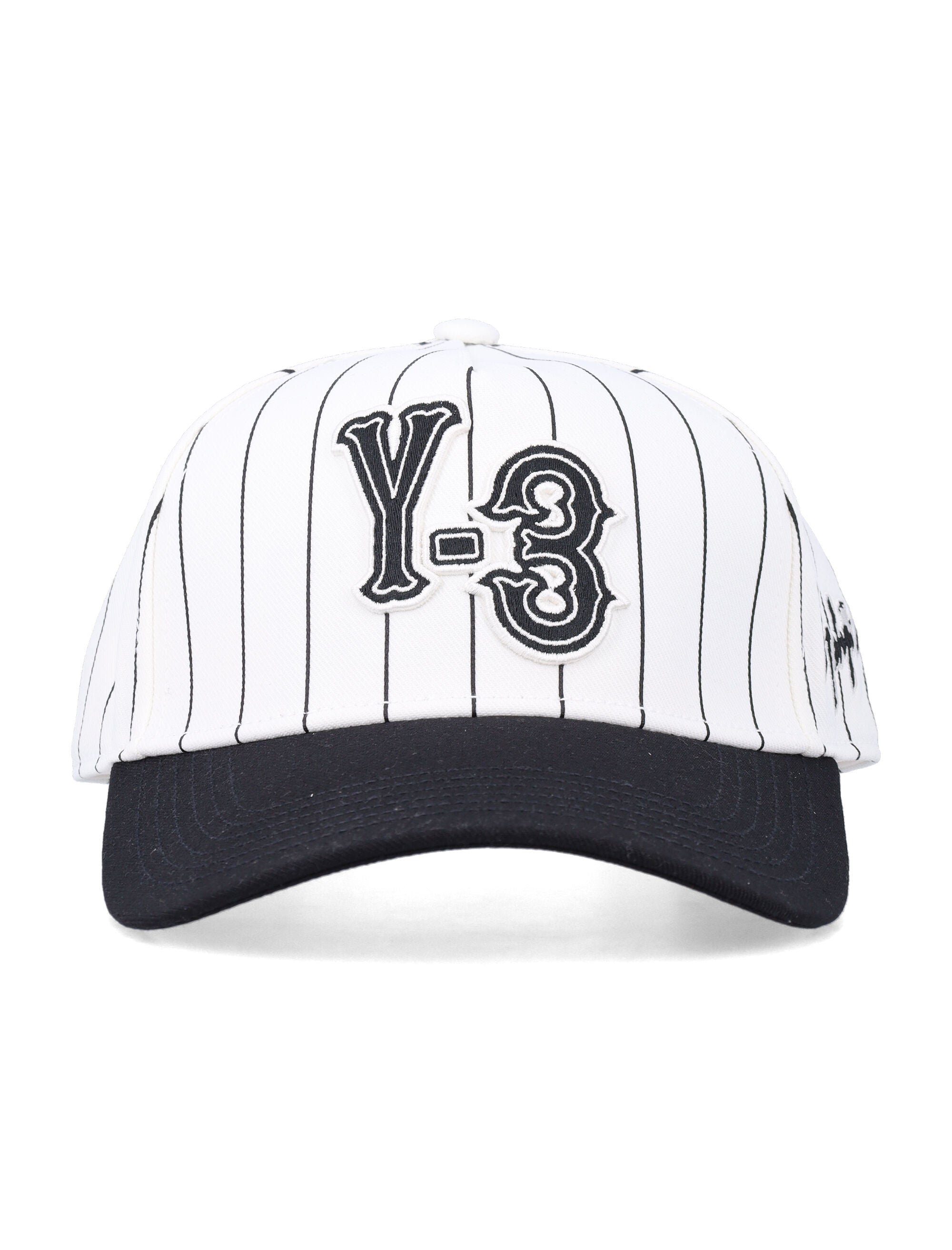 Y-3 white pinstripe twill cap Recycled Polyester Hat