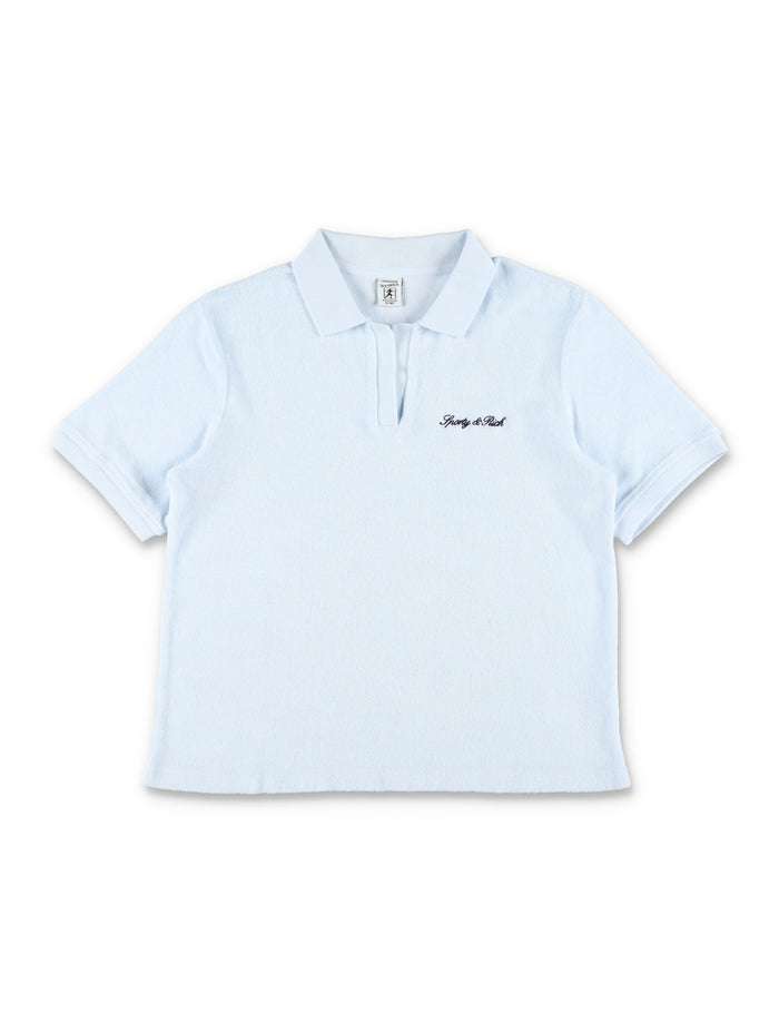 Sporty & Rich Kids Terry Logo Polo Light Blue Cotton T-shirt