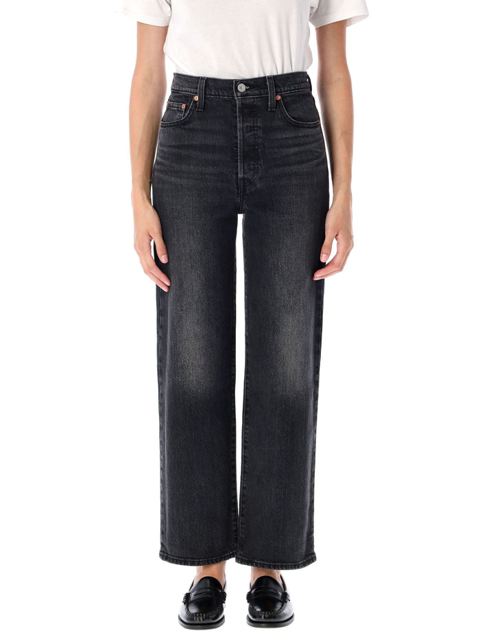 Ribcage Straight Ankle Jeans Loom About Black Cotton