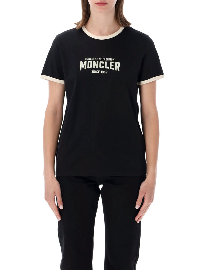 Moncler Flock Logo Jersey T-Shirt Black Cotton