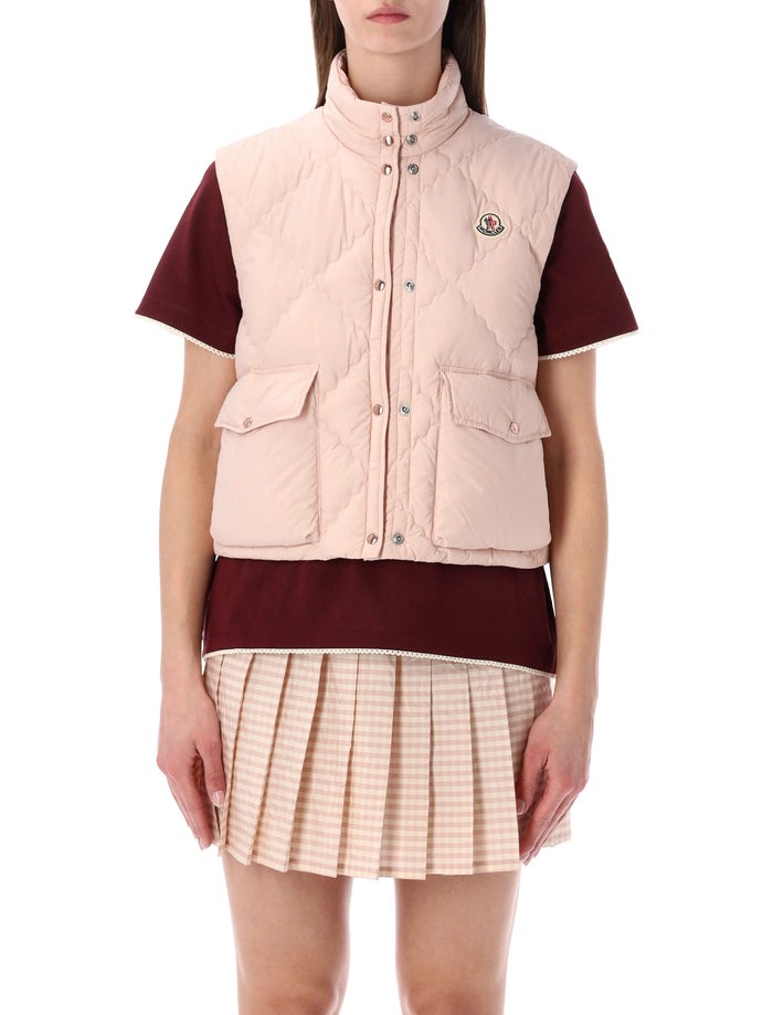 Moncler Biois down quilted gilet Pink Polyamide Lining Vest