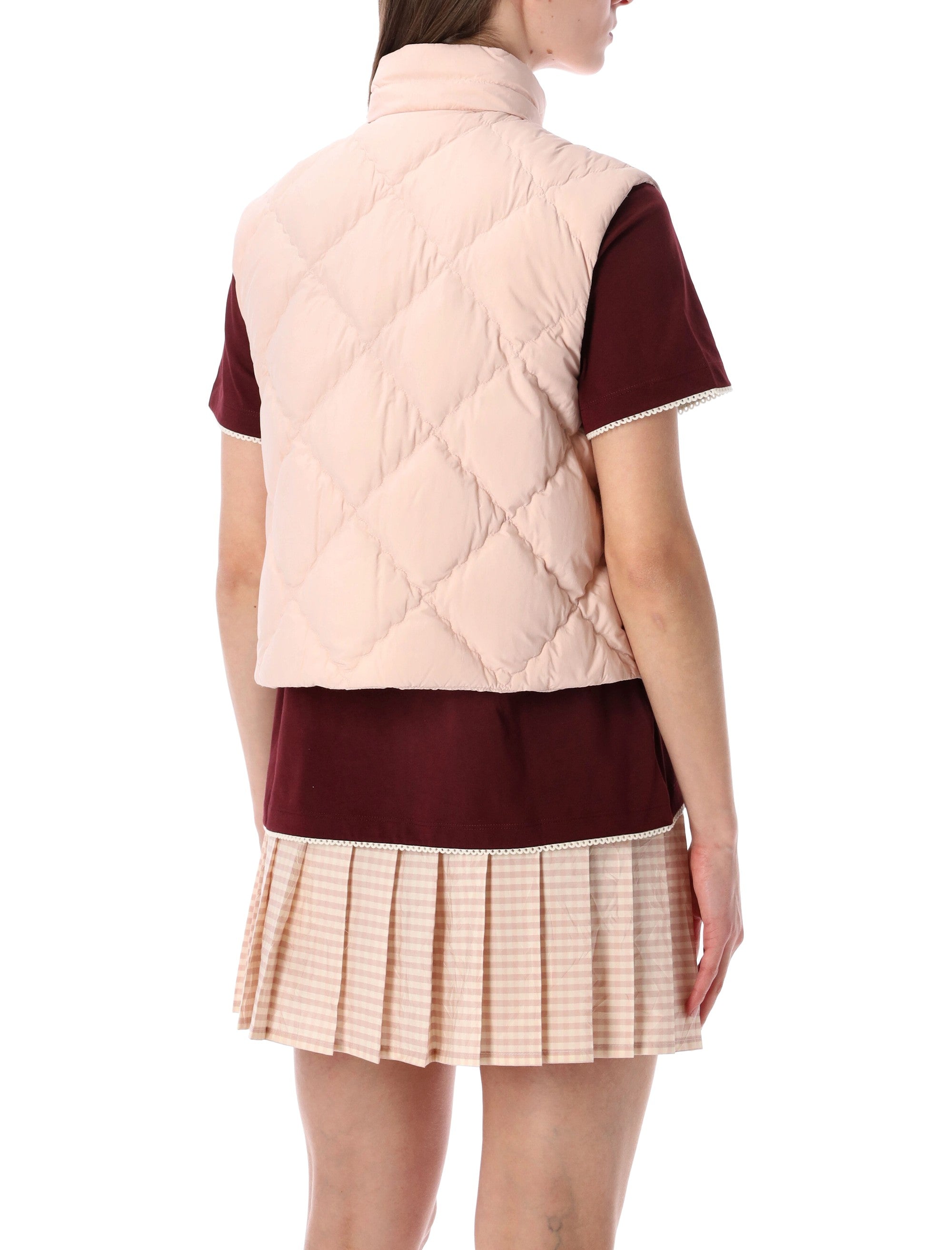 Moncler Biois down quilted gilet Pink Polyamide Lining Vest