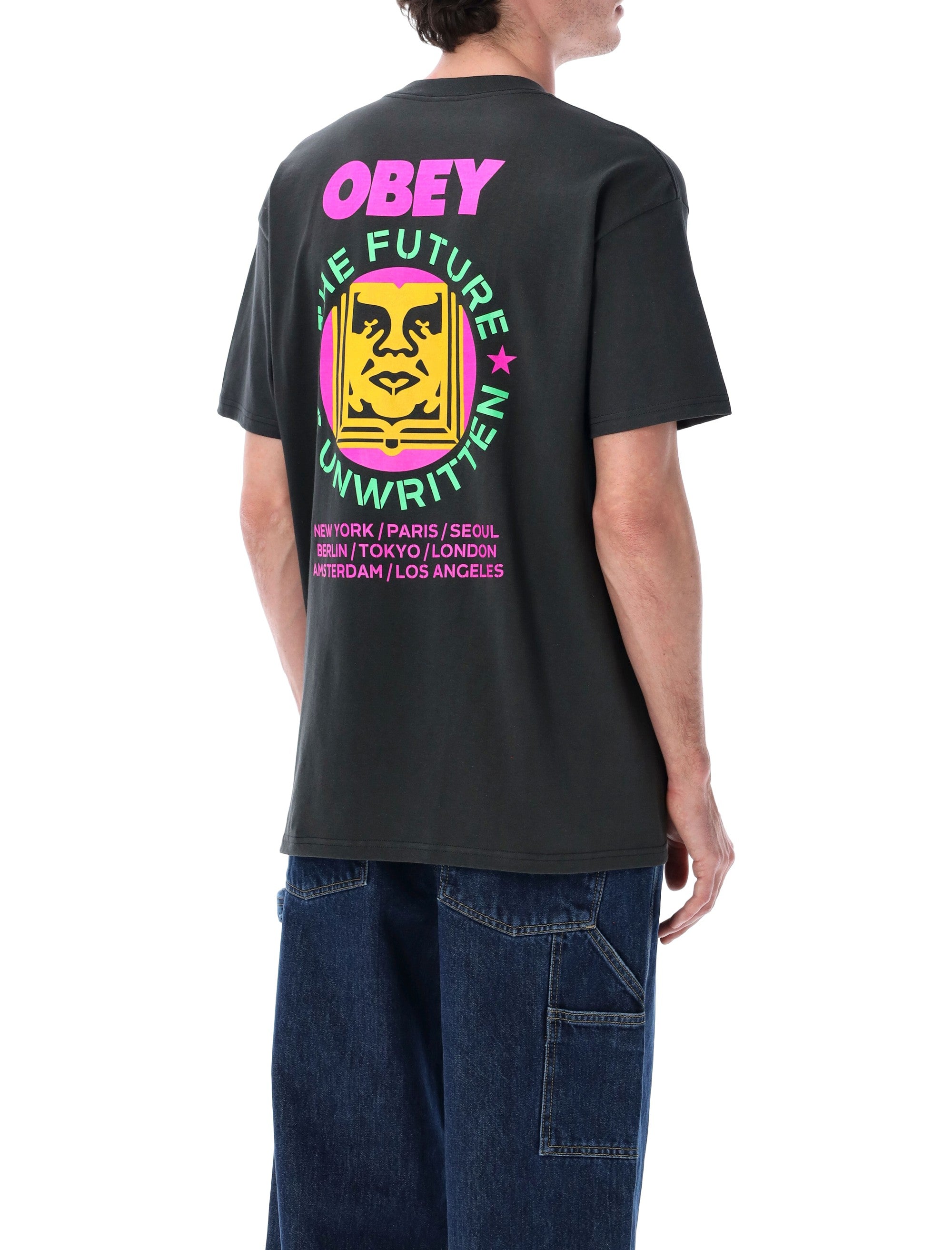 Obey Future Unwritten graphic t-shirt Vintage Black Cotton Tshirt