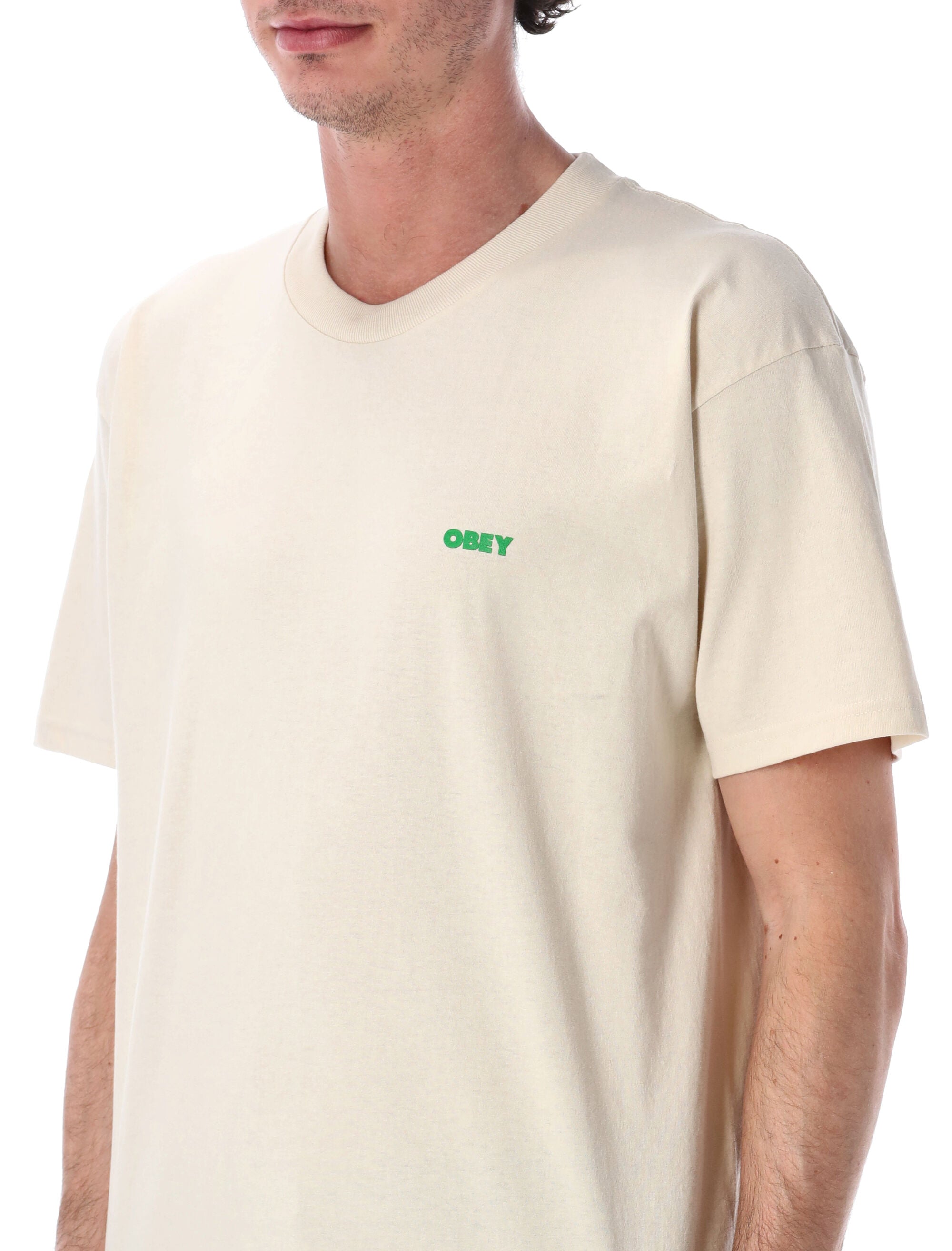 Obey Knowledge Is Power graphic t-shirt Cream Cotton Tshirt