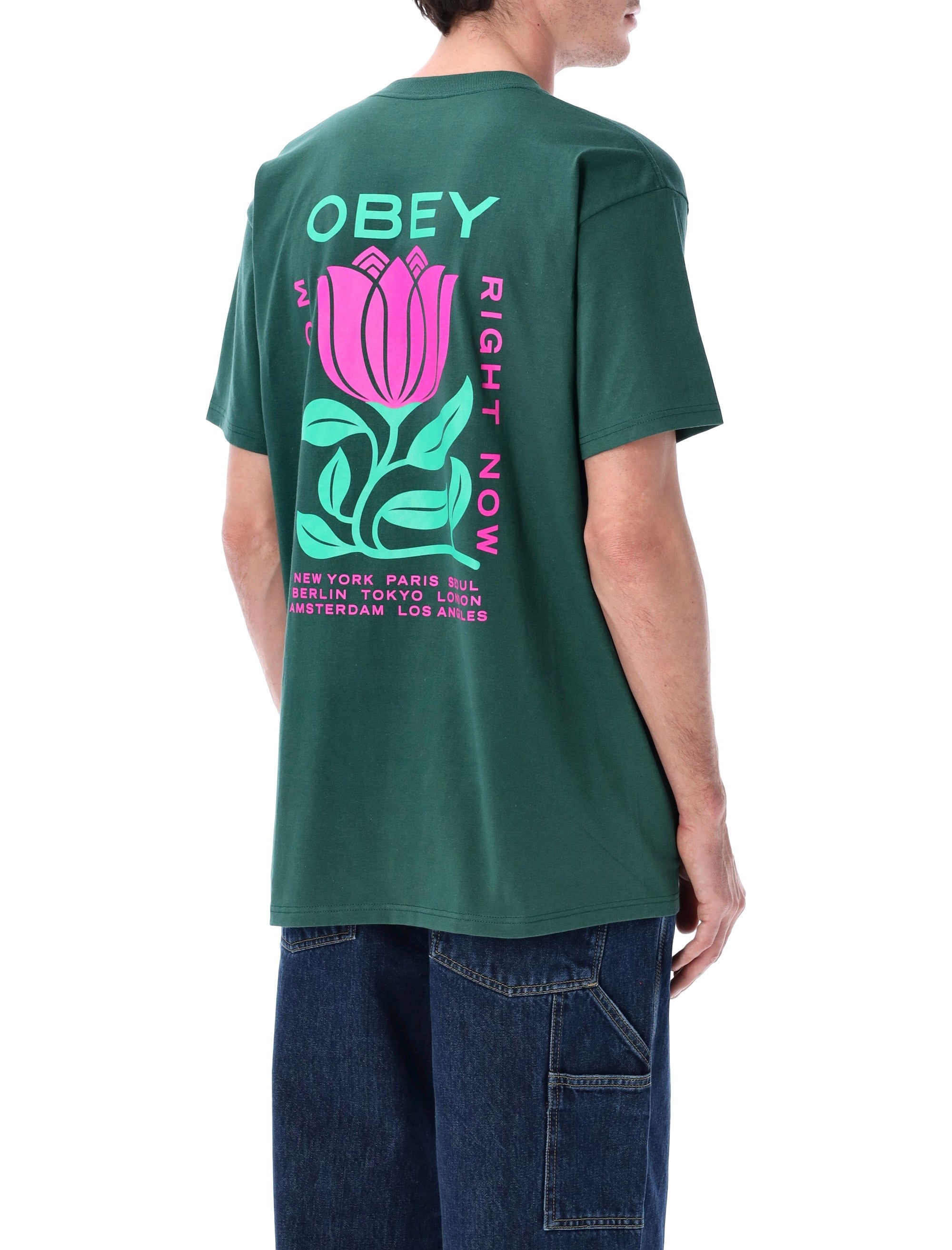 Obey In Bloom graphic t-shirt Rainforest Cotton Tshirt
