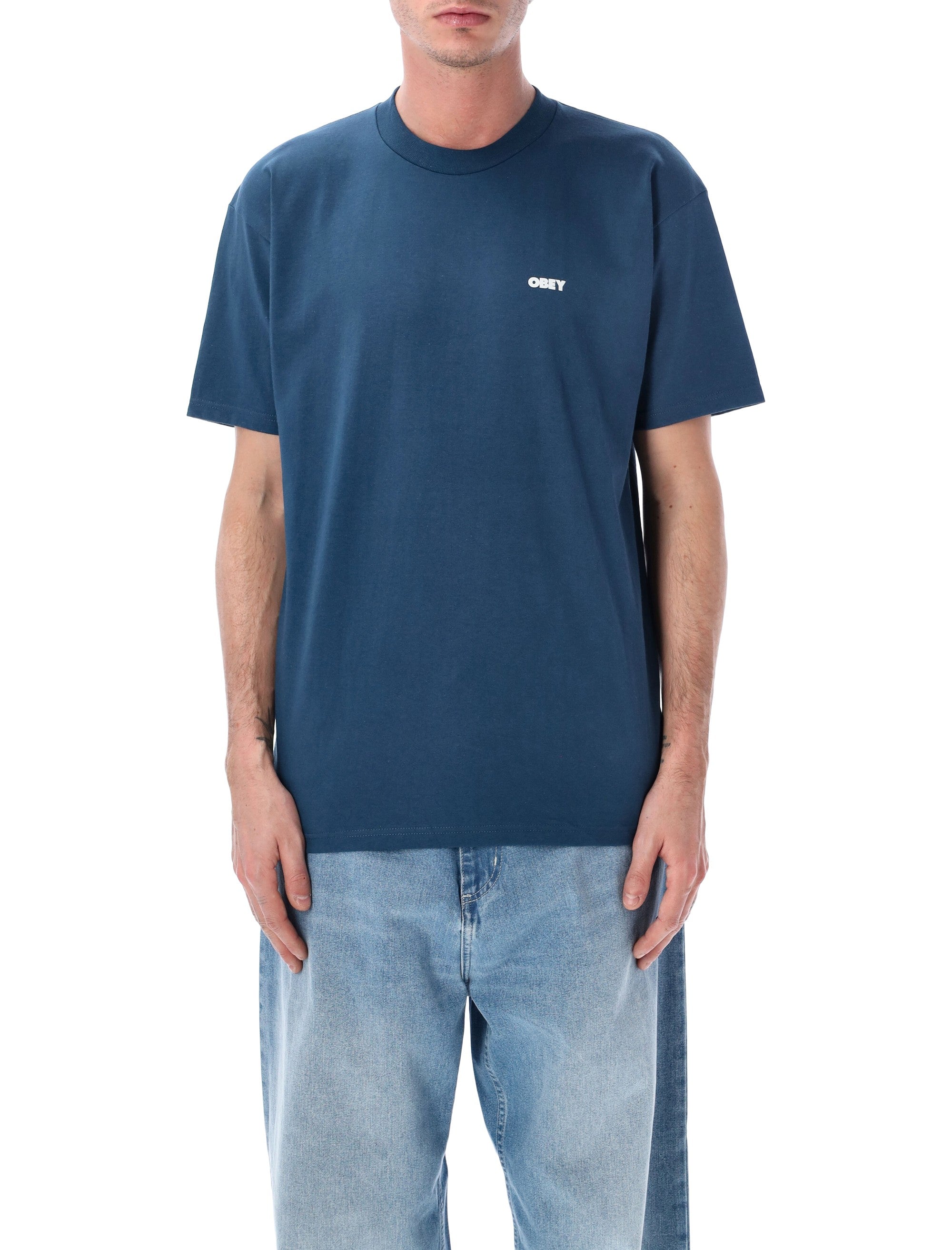 Obey Always Watching graphic t-shirt Harbor Blue Cotton Tshirt