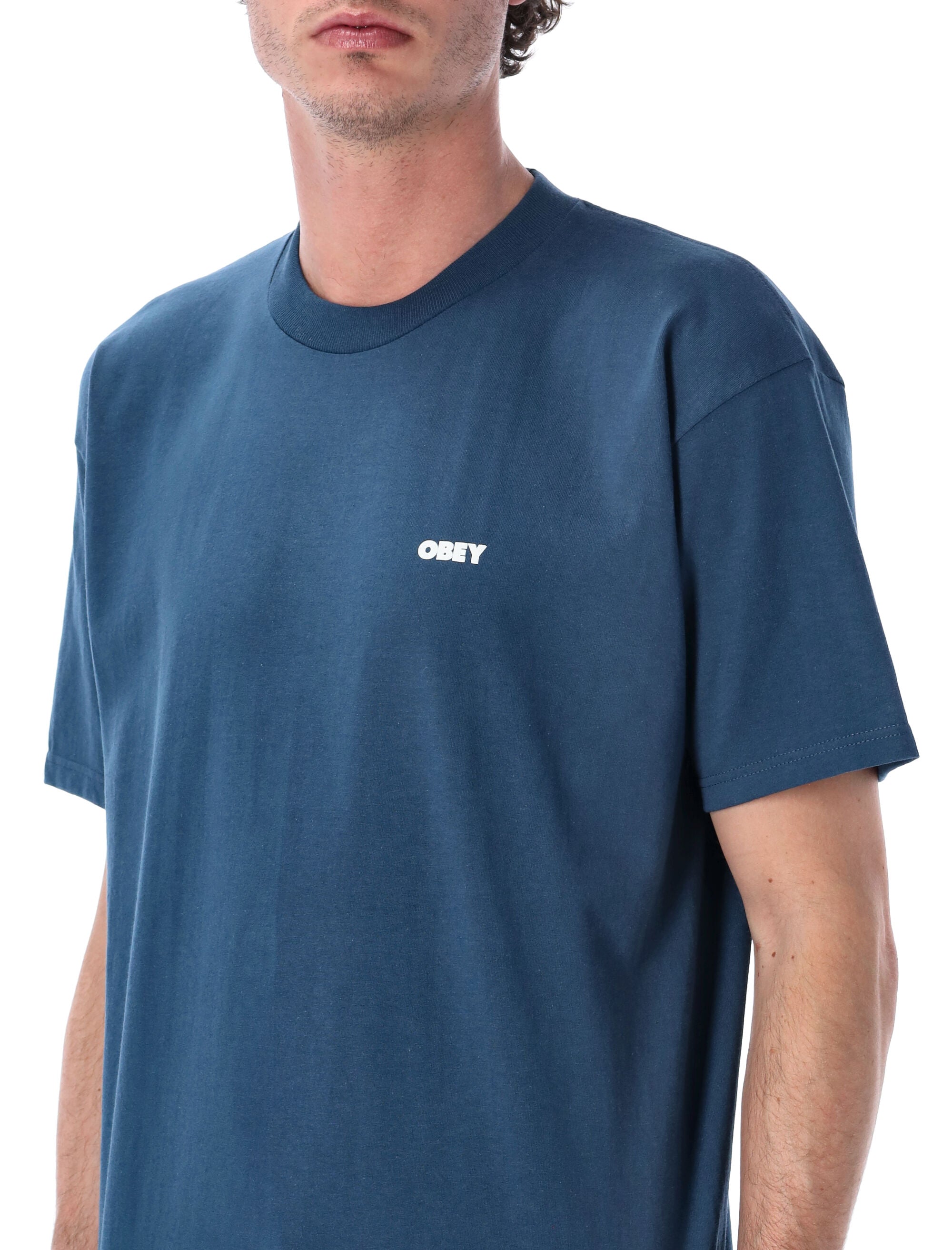 Obey Always Watching graphic t-shirt Harbor Blue Cotton Tshirt