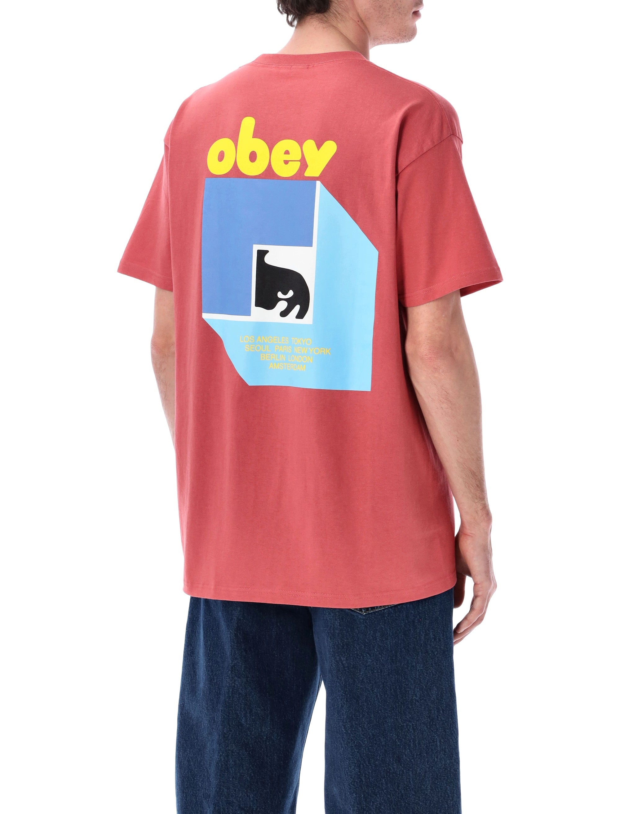 Obey Peep Hole graphic t-shirt Mineral Red Cotton Tshirt